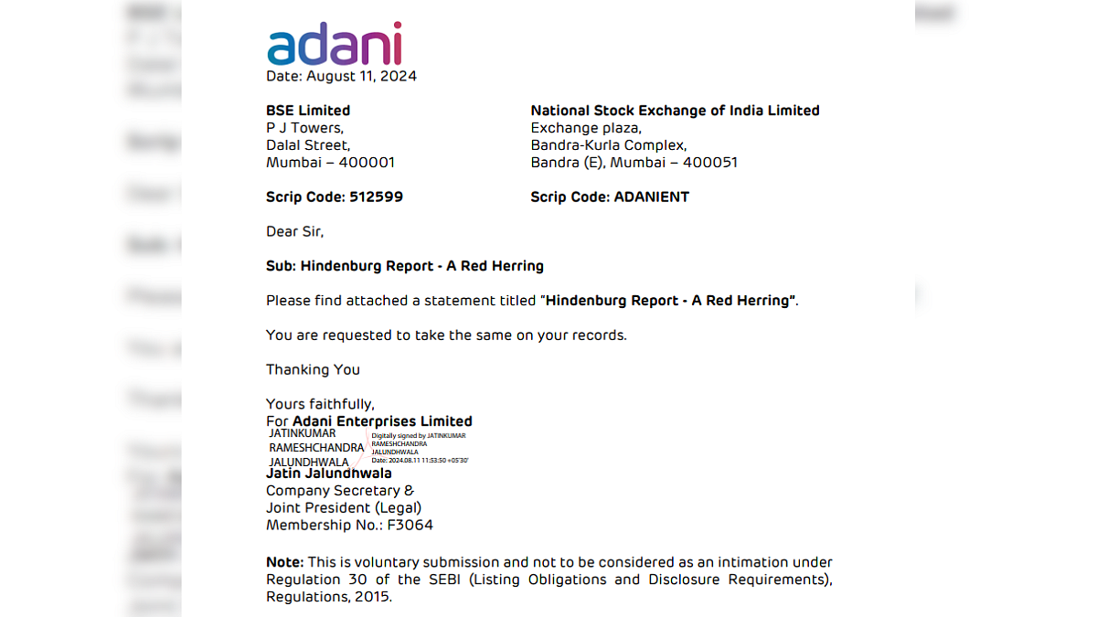 The statement issued by the group through an exchange filing.
